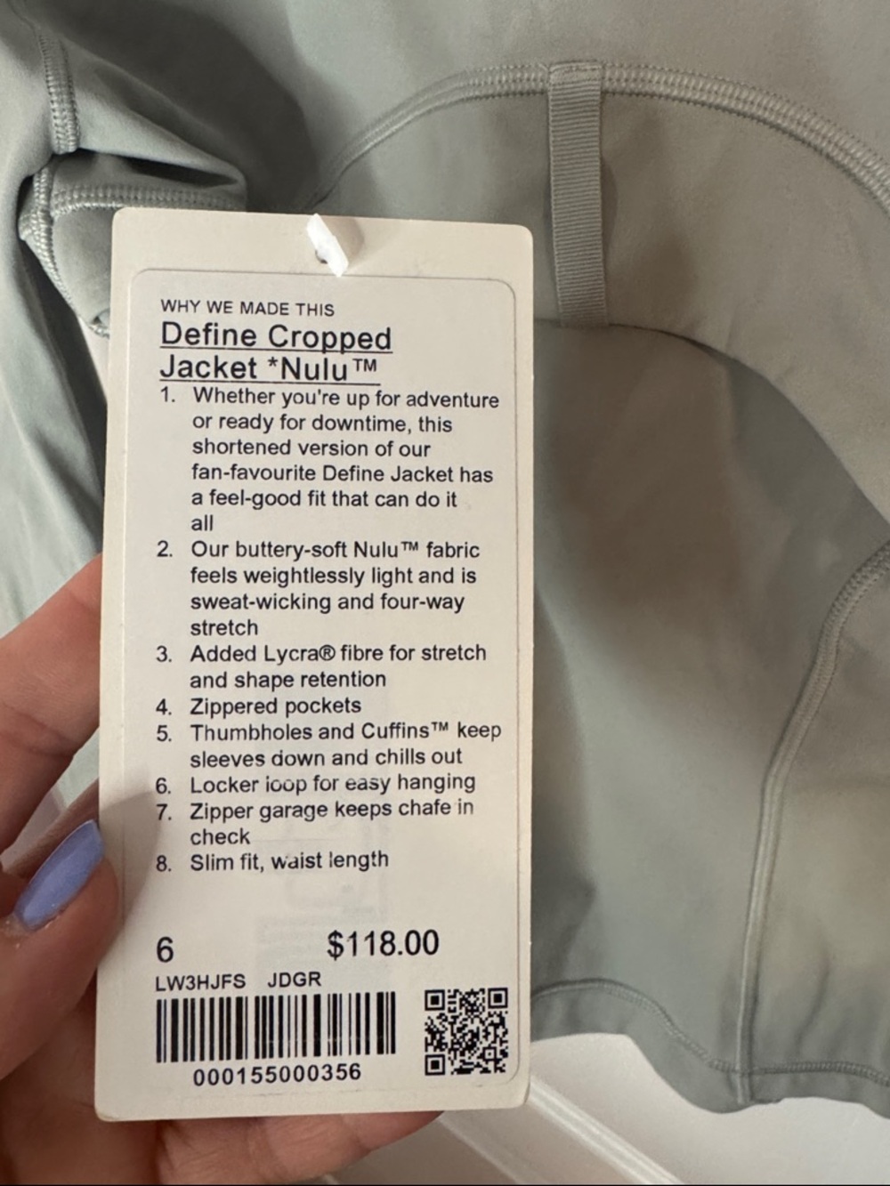 lululemon athletica Light Sage Full-Zip Athletic Jacket size 6 - Picture 5 of 5